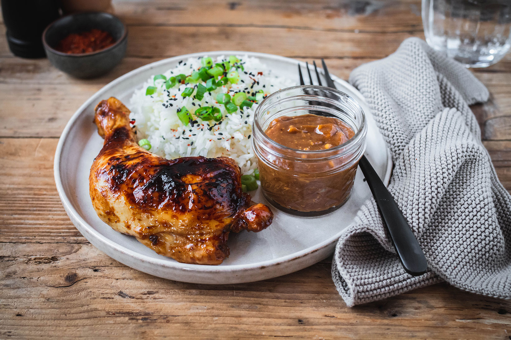 Honey Lime Chicken mit Erdnuss Sauce Rezept