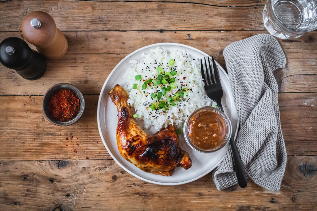 Honey Lime Chicken mit Erdnuss Sauce Rezept