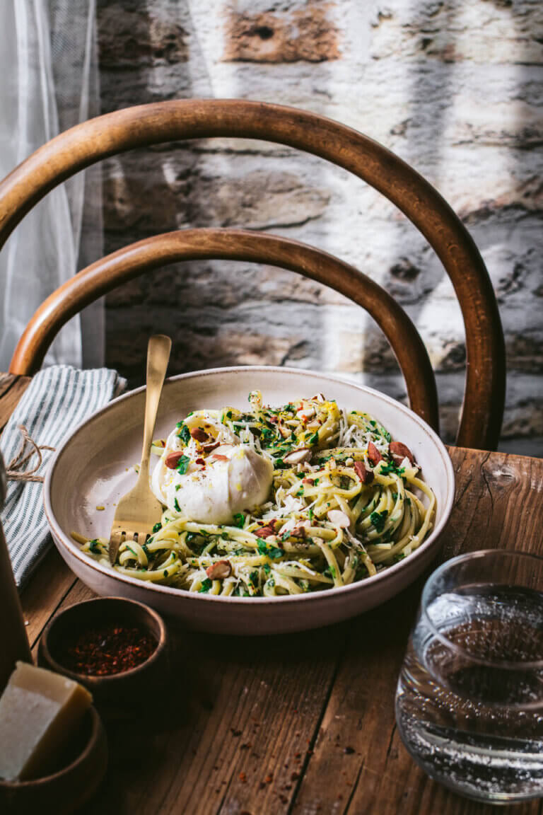 rucola pasta mit burrata rezept